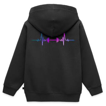 Gewichtheben Space Heartbeat Für Gewichtheber - Kinder Premium Organic Zip Hoodie - Schwarz - Hinten - AI Model Kid Male (0cm)