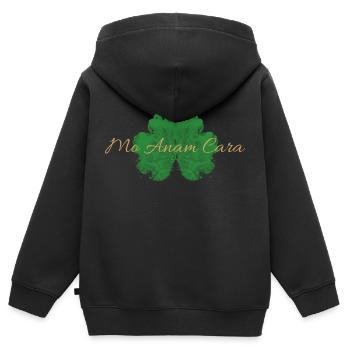 MoAnam Cara Shamrock - Kinder Premium Organic Zip Hoodie - Schwarz - Hinten - AI Model Kid Male (0cm)