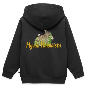 hyvää pääsiäistä Frohe Ostern - Kinder Premium Organic Zip Hoodie - Schwarz - Hinten - AI Model Kid Male (0cm)