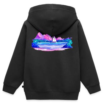 Segelschiff Segeln Segelsport Segler Segelboot - Kinder Premium Organic Zip Hoodie - Schwarz - Hinten - AI Model Kid Male (0cm)