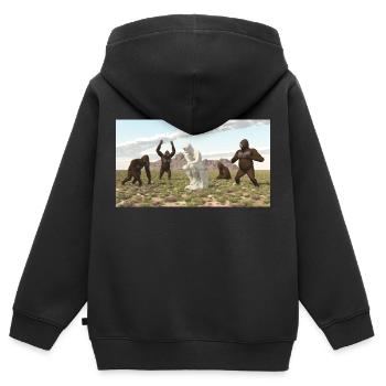 Gorillas mit Denker Skulptur - Kinder Premium Organic Zip Hoodie - Schwarz - Hinten - AI Model Kid Male (0cm)
