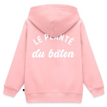 Le planté du bâton - Sweat Premium à capuche zippé enfant bio - rose - Dos - AI Model Kid Female (0cm)