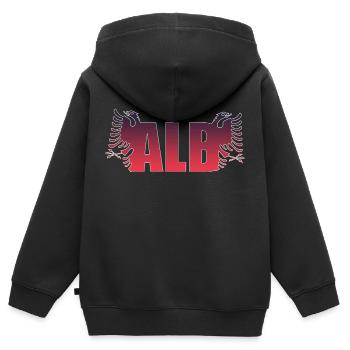 ALB- Albaner - Albanien - Kinder Premium Organic Zip Hoodie - Schwarz - Hinten - AI Model Kid Male (0cm)