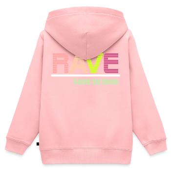 Rave Liebe zu Liebe - Kinder Premium Organic Zip Hoodie - Rosa - Hinten - AI Model Kid Female (0cm)