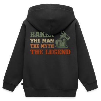 Travail de rouleaux de cuisson - Sweat Premium à capuche zippé enfant bio - noir - Dos - AI Model Kid Male (0cm)