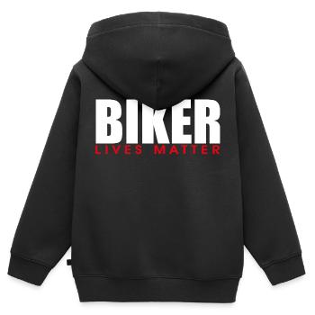 LA VIE DES MOTARDS COMPTE - Sweat Premium à capuche zippé enfant bio - noir - Dos - AI Model Kid Male (0cm)