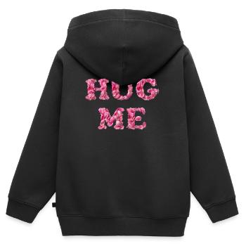 Hug Me avec des pétales de rose - Sweat Premium à capuche zippé enfant bio - noir - Dos - AI Model Kid Male (0cm)