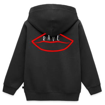 Rave-Lippen - Kinder Premium Organic Zip Hoodie - Schwarz - Hinten - AI Model Kid Male (0cm)