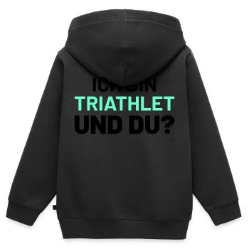 ich bin triathlet und du - Kinder Premium Organic Zip Hoodie - Schwarz - Hinten - AI Model Kid Male (0cm)