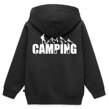 Camping - Kinder Premium Organic Zip Hoodie - Schwarz - Hinten - AI Model Kid Male (0cm)