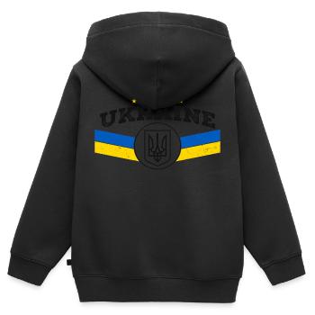 Ukraine Trident - Symbole ukrainien Tryzub - Sweat Premium à capuche zippé enfant bio - noir - Dos - AI Model Kid Male (0cm)