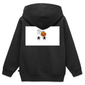 Helloween Design - Kinder Premium Organic Zip Hoodie - Schwarz - Hinten - AI Model Kid Male (0cm)