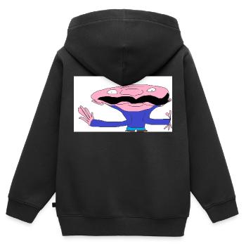 Baptiste Fréponge - Sweat Premium à capuche zippé enfant bio - noir - Dos - AI Model Kid Male (0cm)