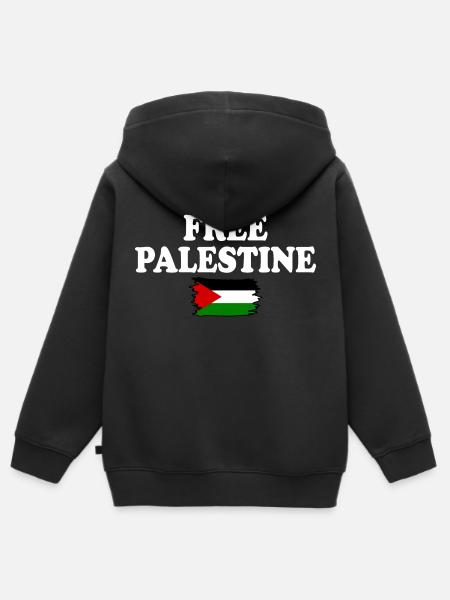 Free palestine - Premium børne zip-hættetrøje økologisk - sort
