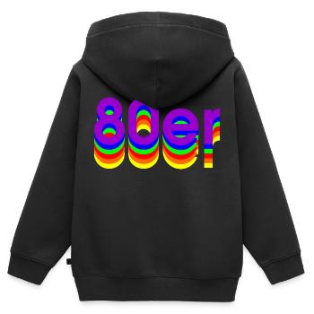 Années 80 - Sweat Premium à capuche zippé enfant bio - noir - Dos - AI Model Kid Male (0cm)