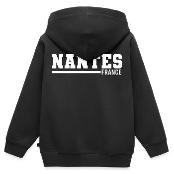 Nantes | Frankreich - Kinder Premium Organic Zip Hoodie - Schwarz - Hinten - AI Model Kid Male (0cm)