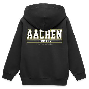 Aachen - Kinder Premium Organic Zip Hoodie - Schwarz - Hinten - AI Model Kid Male (0cm)