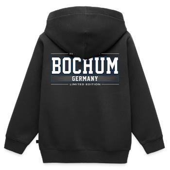 Bochum - Kinder Premium Organic Zip Hoodie - Schwarz - Hinten - AI Model Kid Male (0cm)