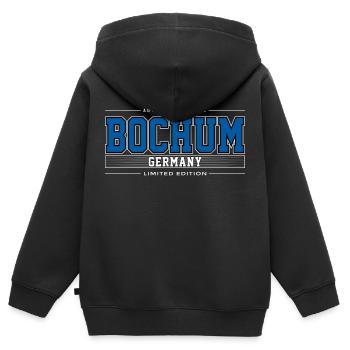 Bochum - Kinder Premium Organic Zip Hoodie - Schwarz - Hinten - AI Model Kid Male (0cm)