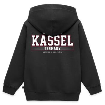 Kassel - Sweat Premium à capuche zippé enfant bio - noir - Dos - AI Model Kid Male (0cm)