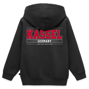 Kassel - Sweat Premium à capuche zippé enfant bio - noir - Dos - AI Model Kid Male (0cm)