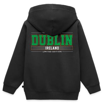 Dublin - Sweat Premium à capuche zippé enfant bio - noir - Dos - AI Model Kid Male (0cm)