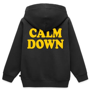 Calm down - Kinder Premium Organic Zip Hoodie - Schwarz - Hinten - AI Model Kid Male (0cm)