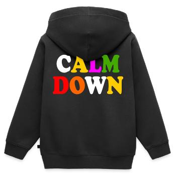 Calm down - Kinder Premium Organic Zip Hoodie - Schwarz - Hinten - AI Model Kid Male (0cm)