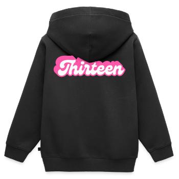 Dreizehn Geburtstag - 13. Geburtstag Retro Pink - Kinder Premium Organic Zip Hoodie - Schwarz - Hinten - AI Model Kid Male (0cm)