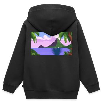 Piton ,St lucia - Pixel Art - Kids Premium Organic Zip-up Hoodie - black - Back - AI Model Kid Male (0cm)