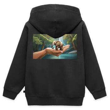 Lustiger Huhu, ein Elefant ist so klein wie eine Handfläche - Kinder Premium Organic Zip Hoodie - Schwarz - Hinten - AI Model Kid Male (0cm)