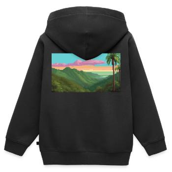 Forêt nationale d’El Yunque, Porto Rico, Pixelart - Sweat Premium à capuche zippé enfant bio - noir - Dos - AI Model Kid Male (0cm)