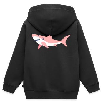 rosa Hai - Kinder Premium Organic Zip Hoodie - Schwarz - Hinten - AI Model Kid Male (0cm)