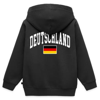 Deutschland - Kinder Premium Organic Zip Hoodie - Schwarz - Hinten - AI Model Kid Male (0cm)