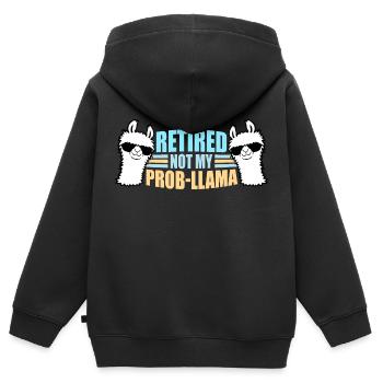 Nicht mein Prob Lama Ruhestand Prob-Llama im Ruhestand - Kinder Premium Organic Zip Hoodie - Schwarz - Hinten - AI Model Kid Male (0cm)