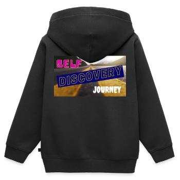 Selbstfindungsreise - Kinder Premium Organic Zip Hoodie - Schwarz - Hinten - AI Model Kid Male (0cm)
