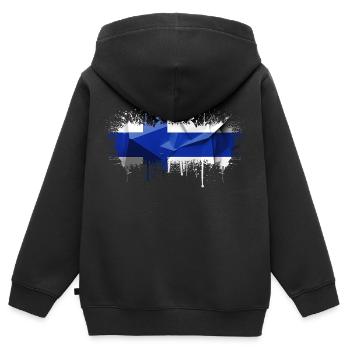 Finlande Suomi helsinki scandinavie viking fine FIN - Sweat Premium à capuche zippé enfant bio - noir - Dos - AI Model Kid Male (0cm)