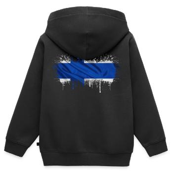 Finlande Suomi helsinki scandinavie viking fine FIN - Sweat Premium à capuche zippé enfant bio - noir - Dos - AI Model Kid Male (0cm)