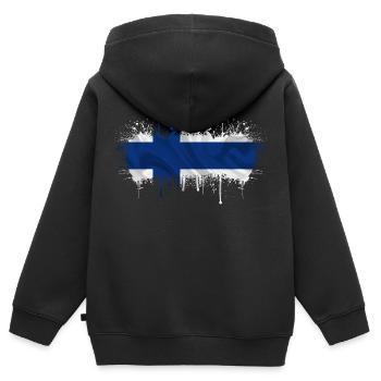 Finlande Suomi helsinki scandinavie viking fine FIN - Sweat Premium à capuche zippé enfant bio - noir - Dos - AI Model Kid Male (0cm)