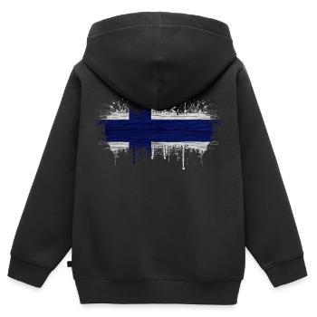 Finlande Suomi helsinki scandinavie viking fine FIN - Sweat Premium à capuche zippé enfant bio - noir - Dos - AI Model Kid Male (0cm)