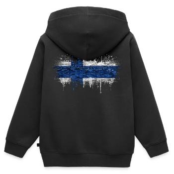 Finlande Suomi helsinki scandinavie viking fine FIN - Sweat Premium à capuche zippé enfant bio - noir - Dos - AI Model Kid Male (0cm)
