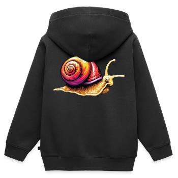 Schnecke Weinbergschnecke - Kinder Premium Organic Zip Hoodie - Schwarz - Hinten - AI Model Kid Male (0cm)
