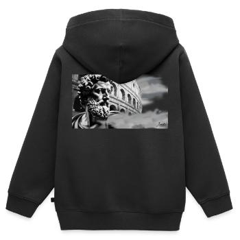 Rome - Sweat Premium à capuche zippé enfant bio - noir - Dos - AI Model Kid Male (0cm)