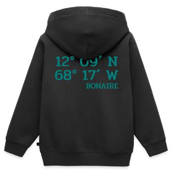 Coordonnées Bonaire - Coordonnées - Caraïbes - Sweat Premium à capuche zippé enfant bio - noir - Dos - AI Model Kid Male (0cm)