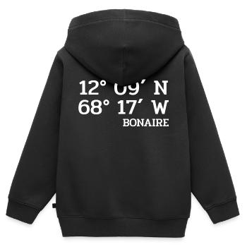 Coordonnées Bonaire - Coordonnées - Caraïbes - Sweat Premium à capuche zippé enfant bio - noir - Dos - AI Model Kid Male (0cm)