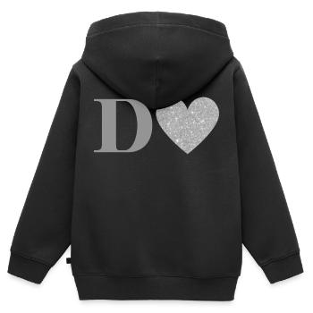 Silver Heart Letter - Kids Premium Organic Zip-up Hoodie - black - Back - AI Model Kid Male (0cm)
