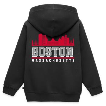 Skyline von Boston, Massachusetts - Kinder Premium Organic Zip Hoodie - Schwarz - Hinten - AI Model Kid Male (0cm)
