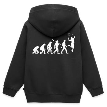 Evolution - Badminton - Sport - Kinder Premium Organic Zip Hoodie - Schwarz - Hinten - AI Model Kid Male (0cm)
