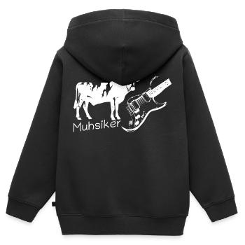 Muhsiker - Kug mit Gitarre - hell - Kinder Premium Organic Zip Hoodie - Schwarz - Hinten - AI Model Kid Male (0cm)