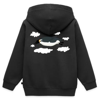 Pinguin fliegt - Kinder Premium Organic Zip Hoodie - Schwarz - Hinten - AI Model Kid Male (0cm)